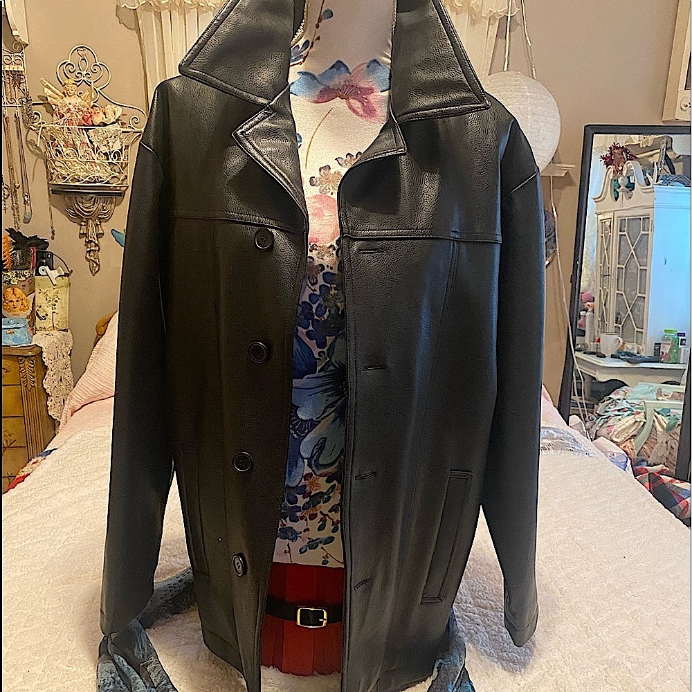 Men’s Vegan Leather Jacket Sz Large